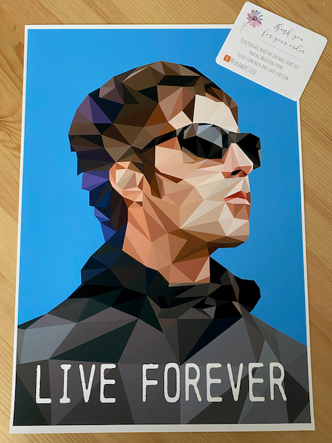 Liam Gallagher Live Forever Print-A Liam Gallagher inspired Low Poly Art print.