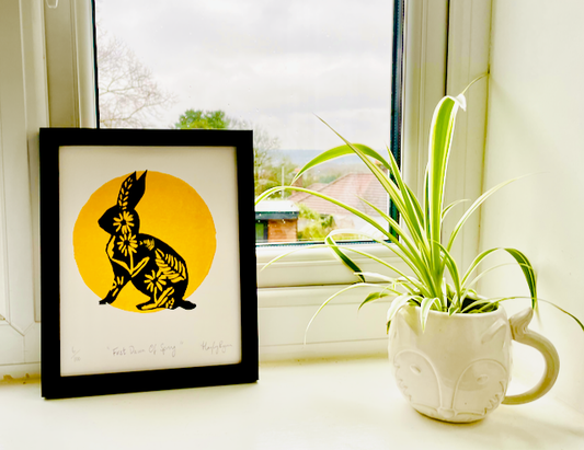 Hare Linoprint-"First Dawn Of Spring"