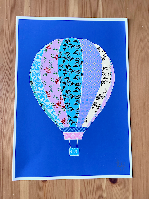 Hot Air Balloon Print -Patchwork Style Hot Air Balloon Print