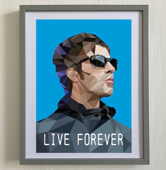 Liam Gallagher Live Forever Print-A Liam Gallagher inspired Low Poly Art print.