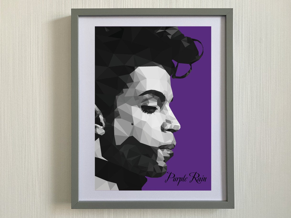 Prince Print-Prince Purple Rain inspired poly art print