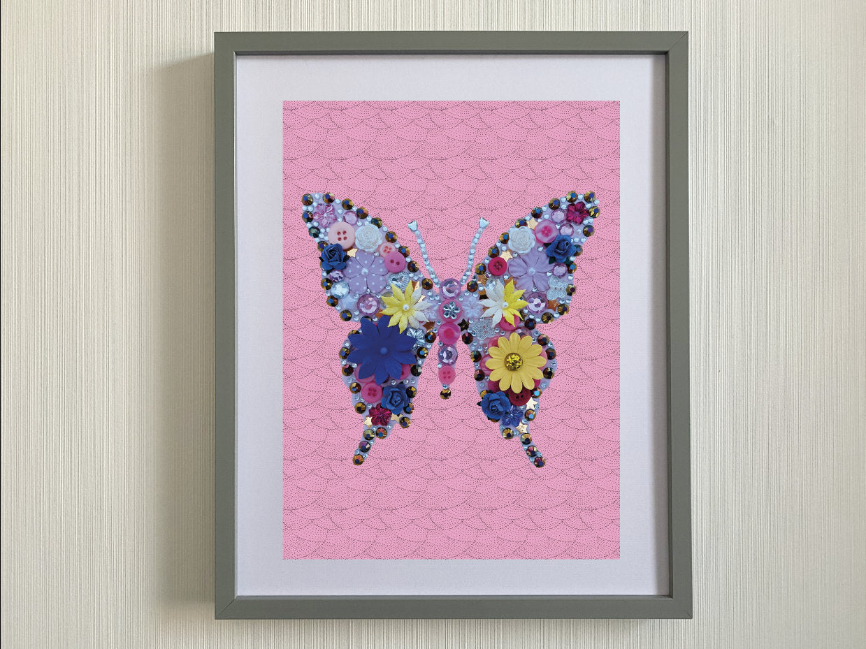 Butterfly Print-Butterfly print taken from handmade button and bead picture