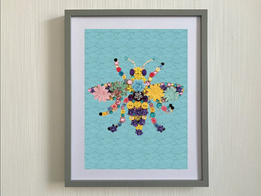 Bee Print-Beautiful print of a colourful handmade bee