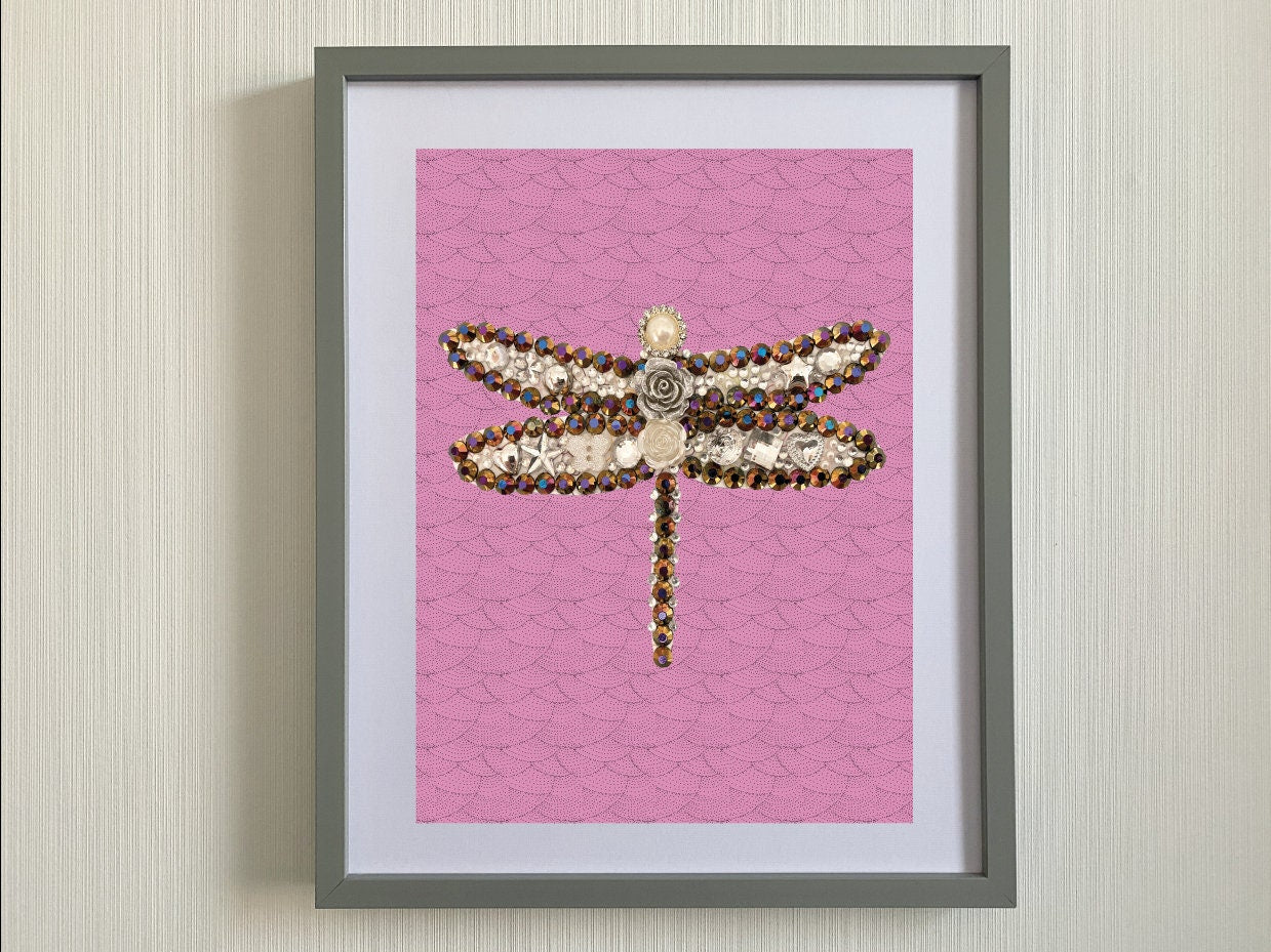 Dragonfly Print-Print of a handmade beautiful bead dragonfly picture