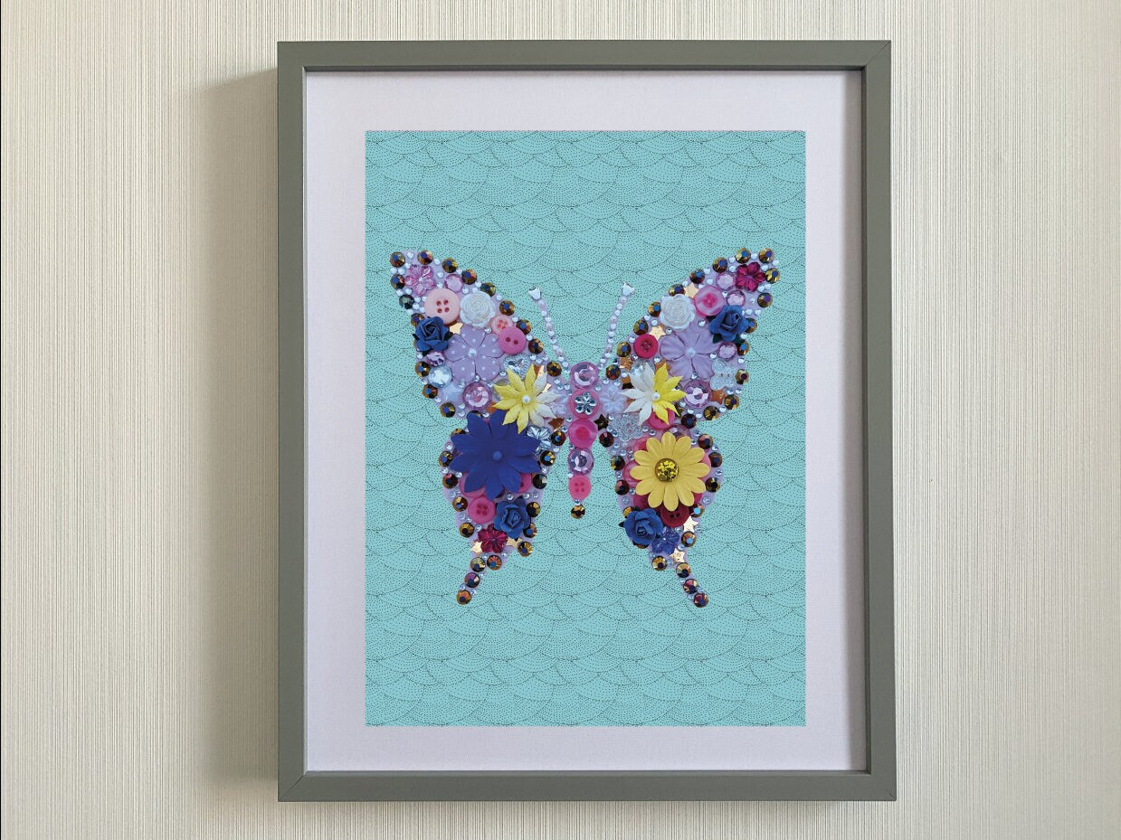 Butterfly Print-Butterfly print taken from handmade button and bead picture