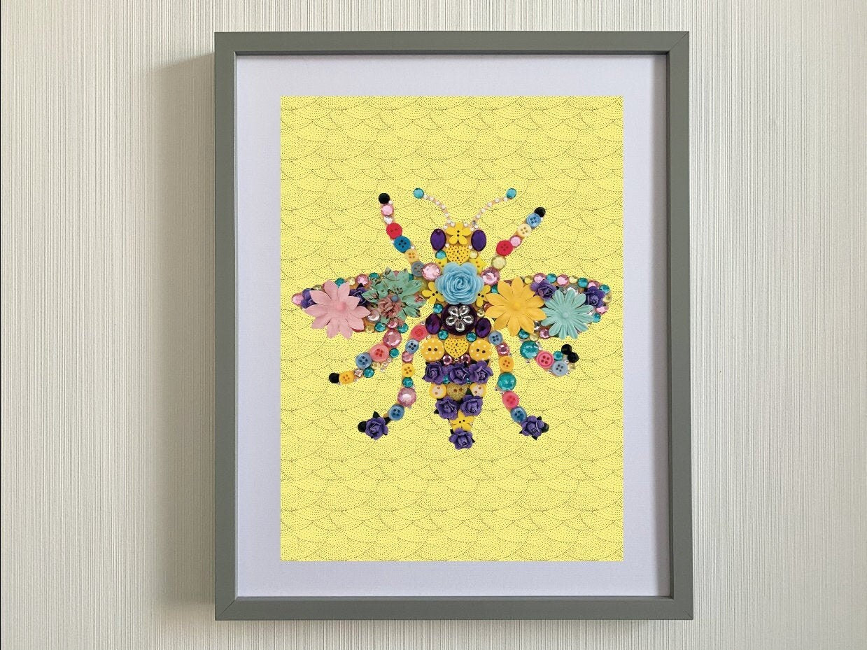 Bee Print-Beautiful print of a colourful handmade bee