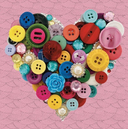 Heart Print-Print taken from an original handmade button and bead picture