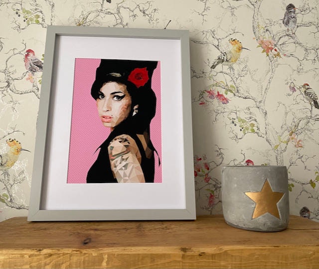 Amy Winehouse Print-Low Poly Art Portrait