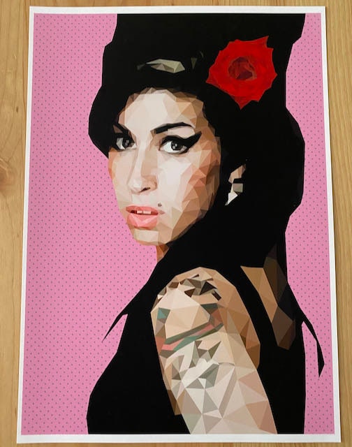 Amy Winehouse Print-Low Poly Art Portrait