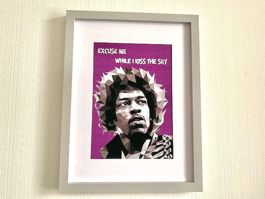 Jimi Hendrix Print-Excuse me while I kiss the sky-Low Poly Art