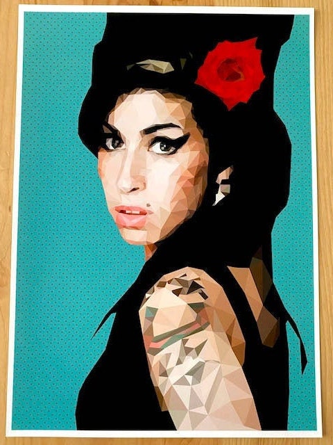 Amy Winehouse Print-Low Poly Art Portrait