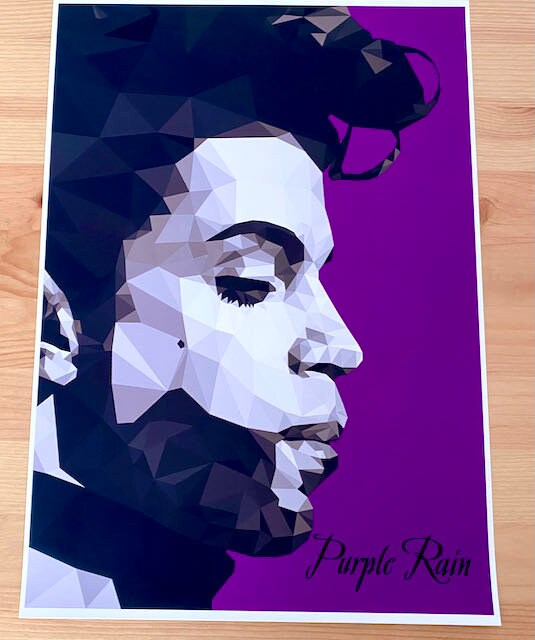 Prince Print-Prince Purple Rain inspired poly art print