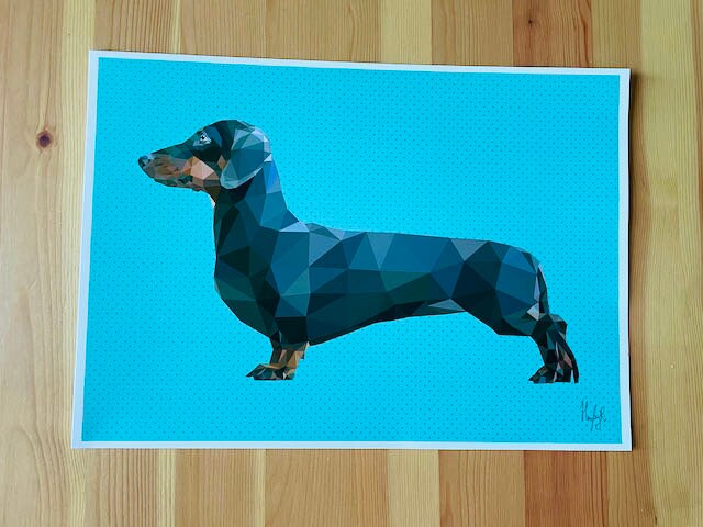 Sausage Dog Print-Low poly art Print