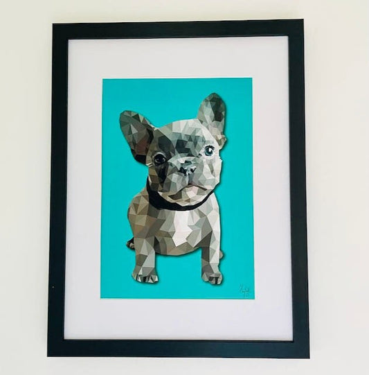 French Bulldog Print- Frenchie Low Poly Art Style Print