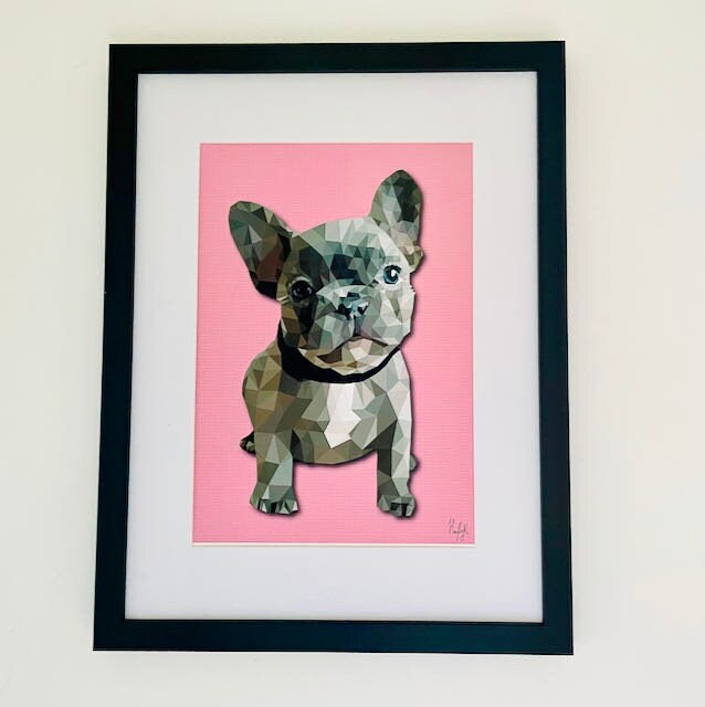 French Bulldog Print- Frenchie Low Poly Art Style Print