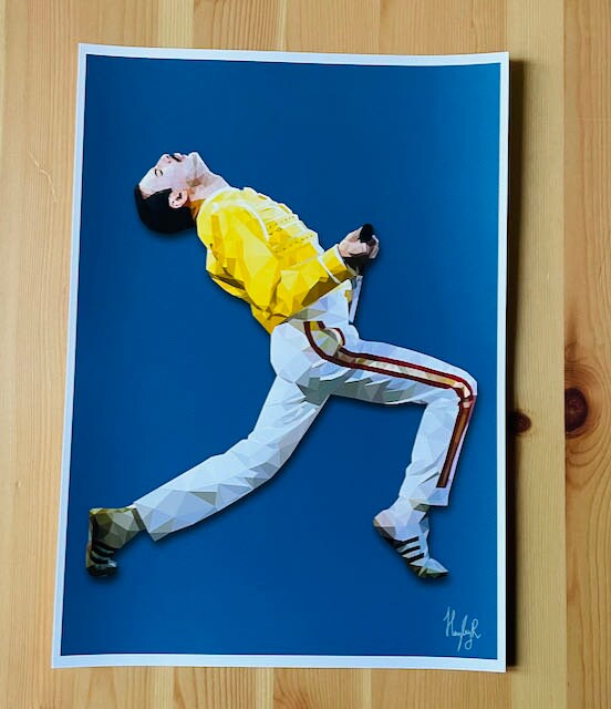 Freddie Mercury Print-Low poly art Freddie Mercury inspired print